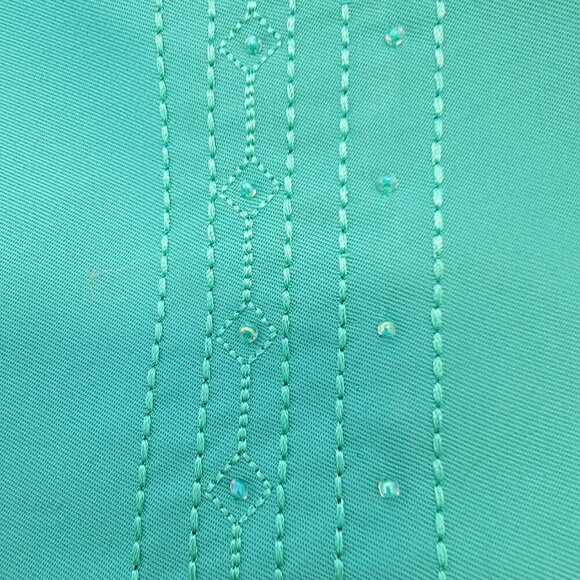 Alfred Dunner Womens Sea Green Embroidered Beaded Lightweight Pants 16 - Picture 8 of 9